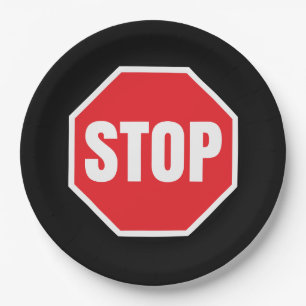 stop  sign paper plate