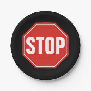 STOP Sign Paper Plate