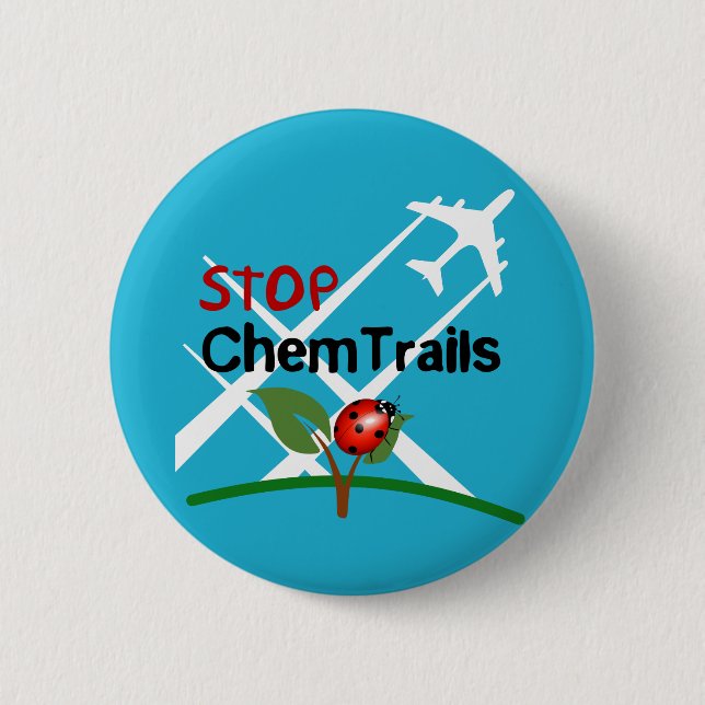 Stop Sign Plane Aerosol Trails LadyBug 6 Cm Round Badge (Front)