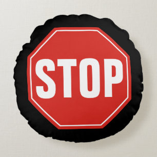 STOP Sign Round Cushion