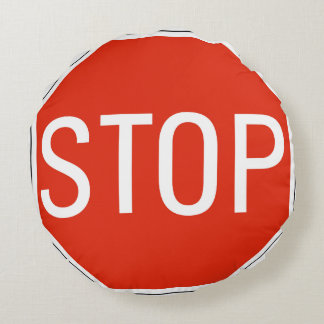 Stop Sign Warning Round Cushion