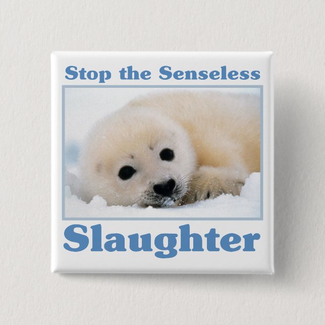 Stop slaughter-seals 15 cm square badge (Front)