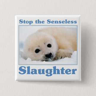 Stop slaughter-seals 15 cm square badge