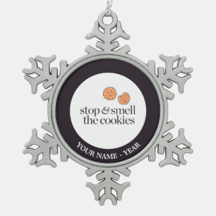 Stop & Smell the Cookies Snowflake Pewter Christmas Ornament