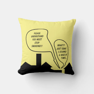 Stop Smoking Ironic Black Monochrome Cartoon Cushion