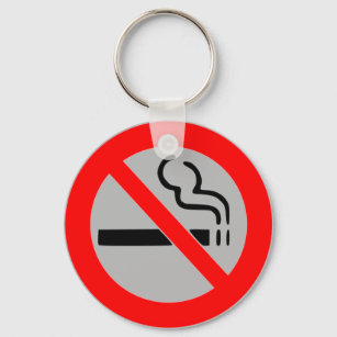 STOP SMOKING SIGN - NO SMOKING, PROHIBITED. KEY RING