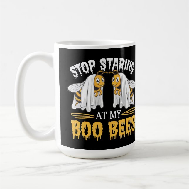 stop staring at my boo bees cute design coffee mug (Left)