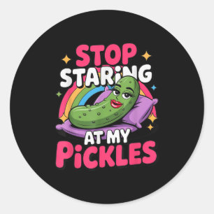 Stop Staring At My Ckle Funny Embarring Adult Humo Classic Round Sticker