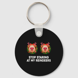 Stop Staring At My Reindeers Ugly Gag Xmas Sweater Key Ring