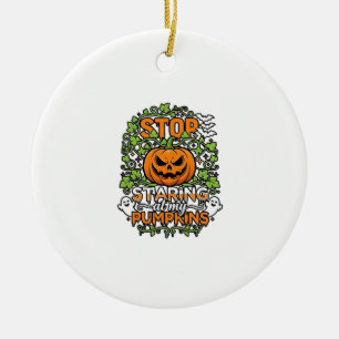 Stop Staring Pumpkins Halloween Ghosts Bats_1 Ceramic Tree Decoration