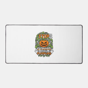 Stop Staring Pumpkins Halloween Ghosts Bats_1 Desk Mat