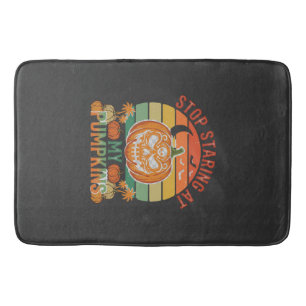 Stop Staring Pumpkins Halloween Skull Retro Sunset Bath Mat