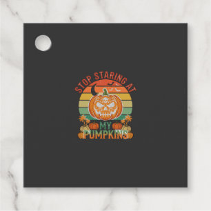 Stop Staring Pumpkins Halloween Skull Retro Sunset Favour Tags