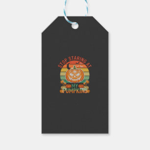 Stop Staring Pumpkins Halloween Skull Retro Sunset Gift Tags
