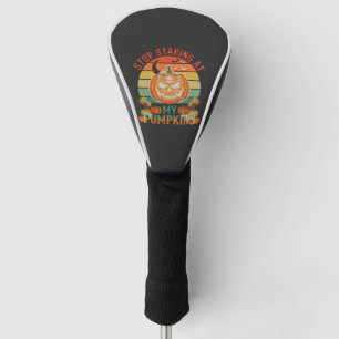 Stop Staring Pumpkins Halloween Skull Retro Sunset Golf Head Cover