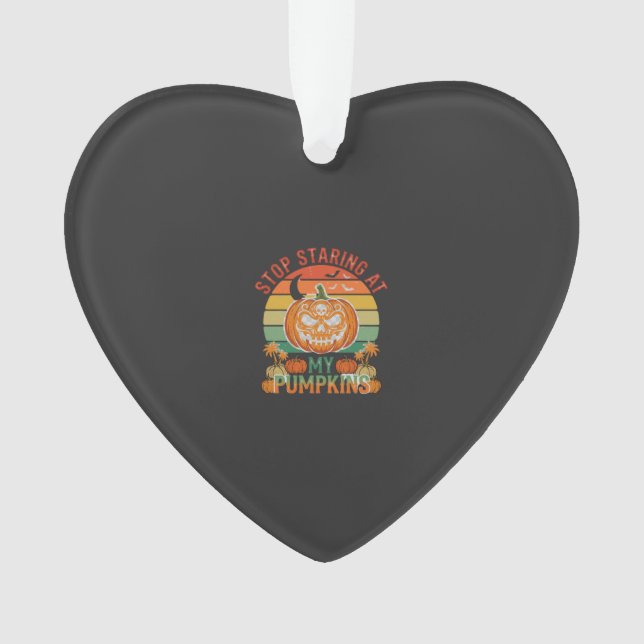 Stop Staring Pumpkins Halloween Skull Retro Sunset Ornament (Front)