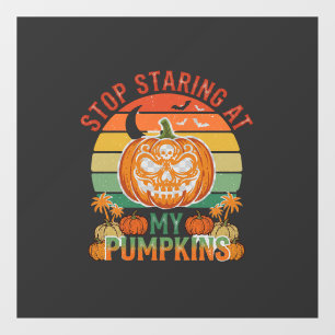 Stop Staring Pumpkins Halloween Skull Retro Sunset Window Cling
