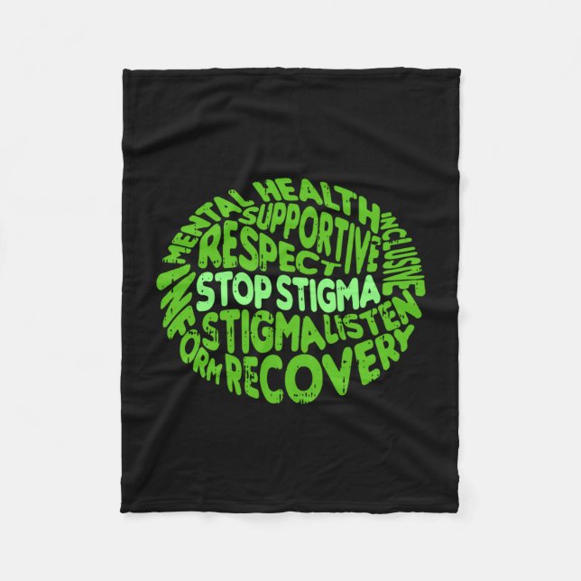 Stop stigma mental health awareness warrior fleece blanket (Front)