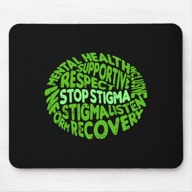 Stop stigma mental health awareness warrior mouse mat (Front)