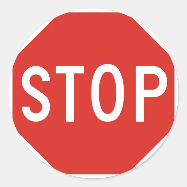 Stop Street Road Sign Symbol Caution Traffic Classic Round Sticker (Front)