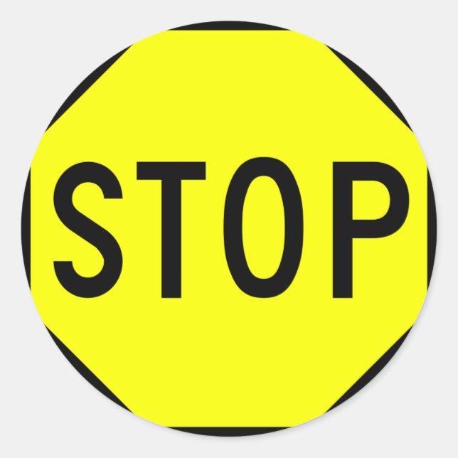 Stop Street Road Sign Symbol Caution Traffic Classic Round Sticker (Front)