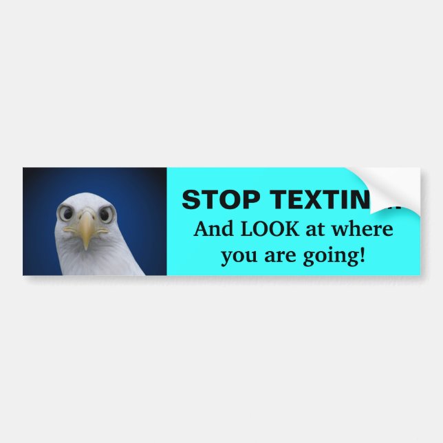 Stop Texting! Eagle Portrait Bumper Sticker (Front)