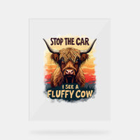 Stop The Car I See Fluffy Cow Retro Highland Cow p