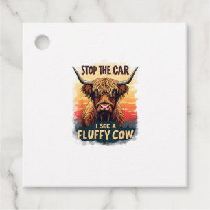 Stop The Car I See Fluffy Cow Retro Highland Cow p Favour Tags