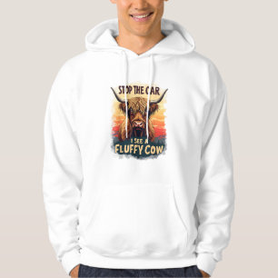 Stop The Car I See Fluffy Cow Retro Highland Cow p Hoodie