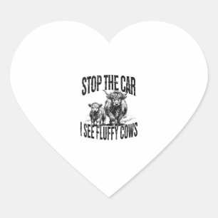 Stop The Car I See Fluffy Cows Highland Cow Breede Heart Sticker