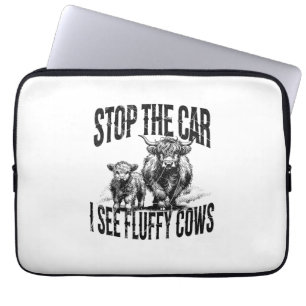 Stop The Car I See Fluffy Cows Highland Cow Breede Laptop Sleeve
