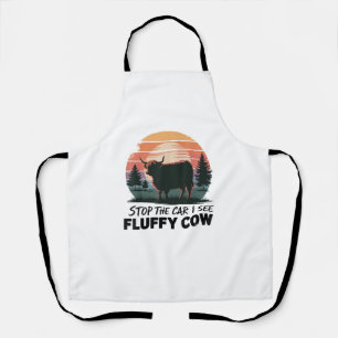 Stop The Car See Fluffy Cow Highland Cow Farm Suns Apron