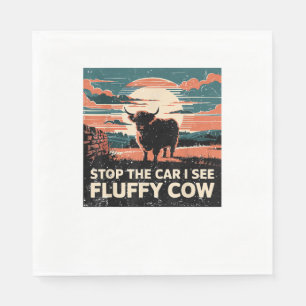 Stop The Car See Fluffy Cow Highland Cow Farm Suns Napkin