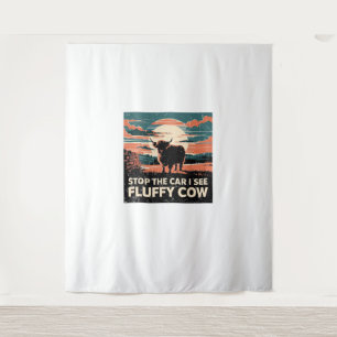 Stop The Car See Fluffy Cow Highland Cow Farm Suns Tapestry