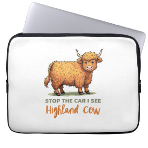 Stop The Car See Fluffy Cow Highland Cow Lover Far Laptop Sleeve