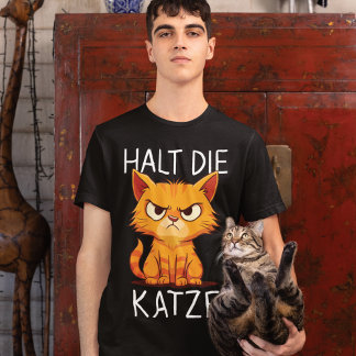 Stop the Cat Angry Cat Cartoon T-Shirt