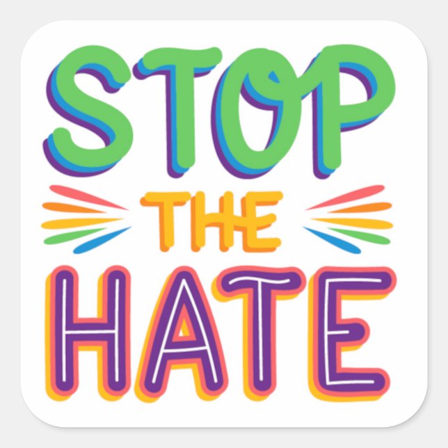 Stop the Hate Large LGBT Sticker (Front)