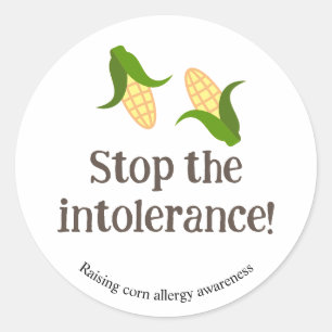 Stop The Intolerance Corn Allergy Awareness Classic Round Sticker