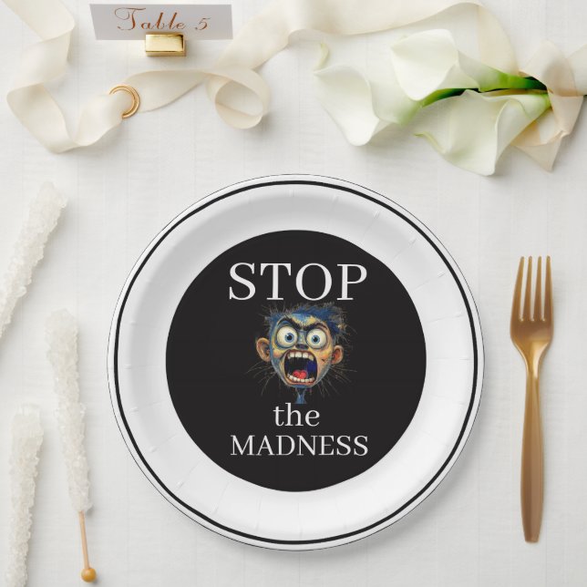 Stop the Madness Paper Plate (Wedding)