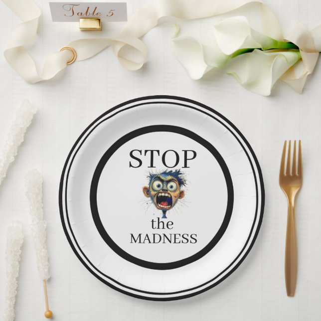 Stop the Madness Paper Plate (Wedding)