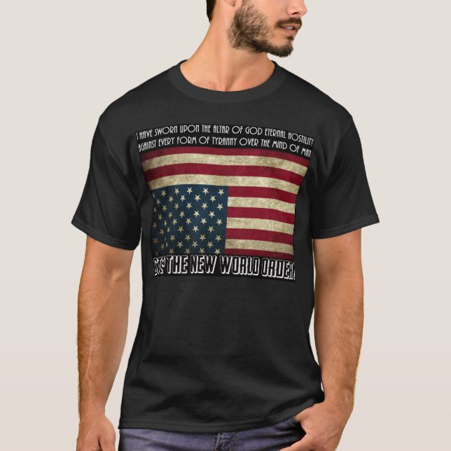 Stop The New World Order Thomas Jefferson T-Shirt (Front)