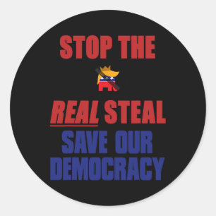 Stop The Real Steal Save Our Democracy - No Kings Classic Round Sticker