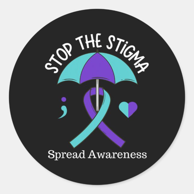 Stop The Stigma Spread Suicide Awareness Month Sem Classic Round Sticker (Front)