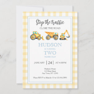 Stop the Traffic Construction Party Invitation