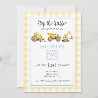 Stop the Traffic Construction Party Invitation