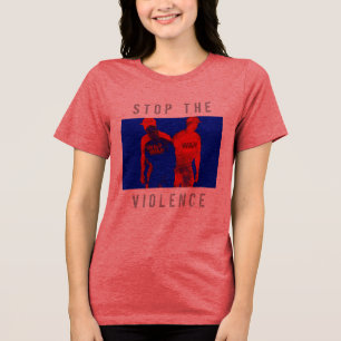 "Stop the Violence" Red Blue Black War Graphic Tri-Blend Shirt