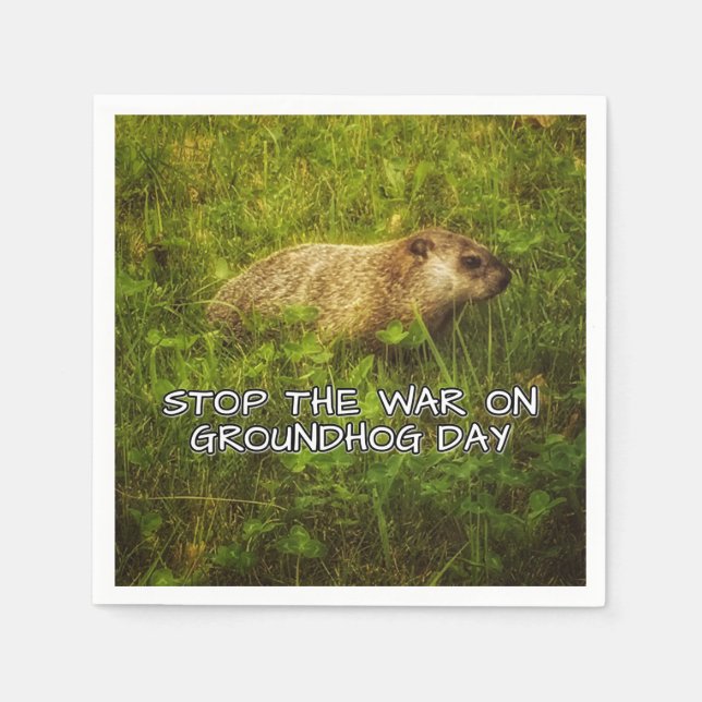 Stop the war on groundhog day napkins (Front)