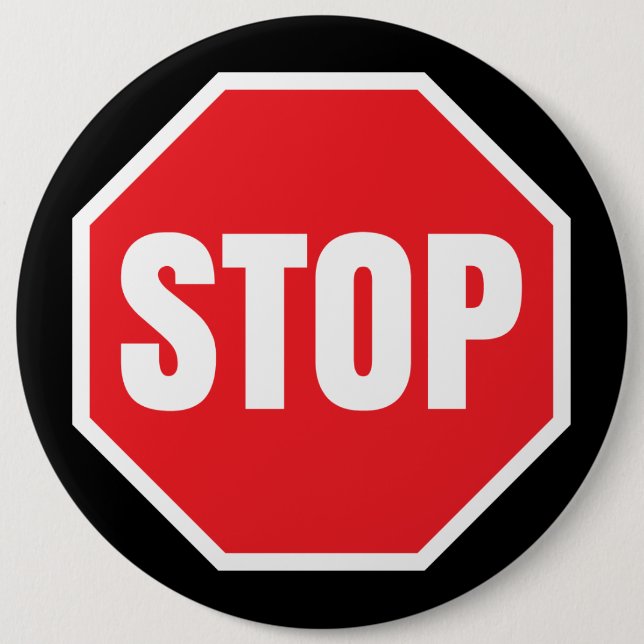 stop traffic sign 6 cm round badge (Front)
