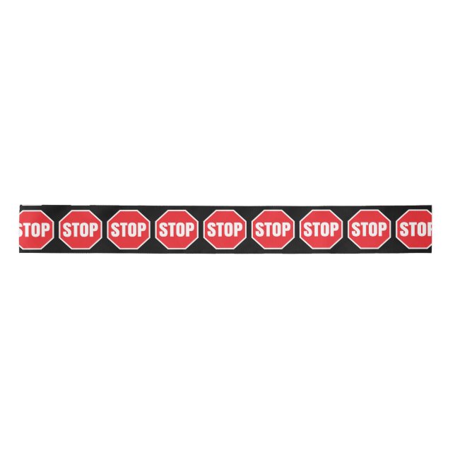 stop traffic sign satin ribbon (Front)