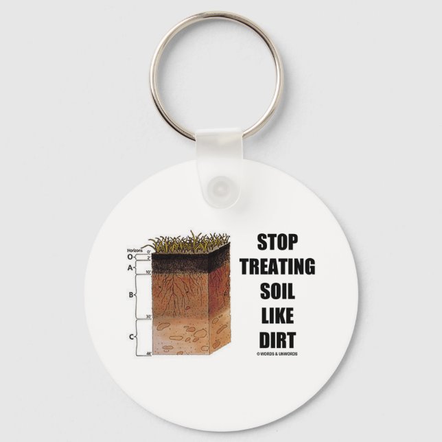 Stop Treating Soil Like Dirt (Soil Horizons) Key Ring (Front)